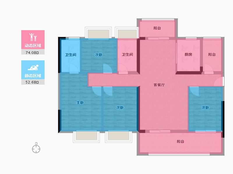 广东省-梅州市-敏捷锦绣悦府(华府二期)-114.07-户型库-动静分区