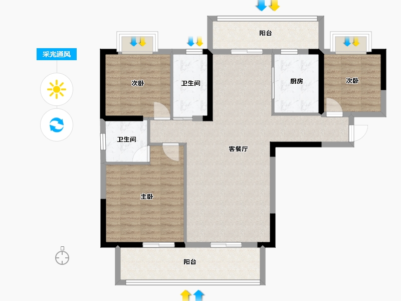 湖南省-怀化市-怀化大汉应龙府-105.10-户型库-采光通风