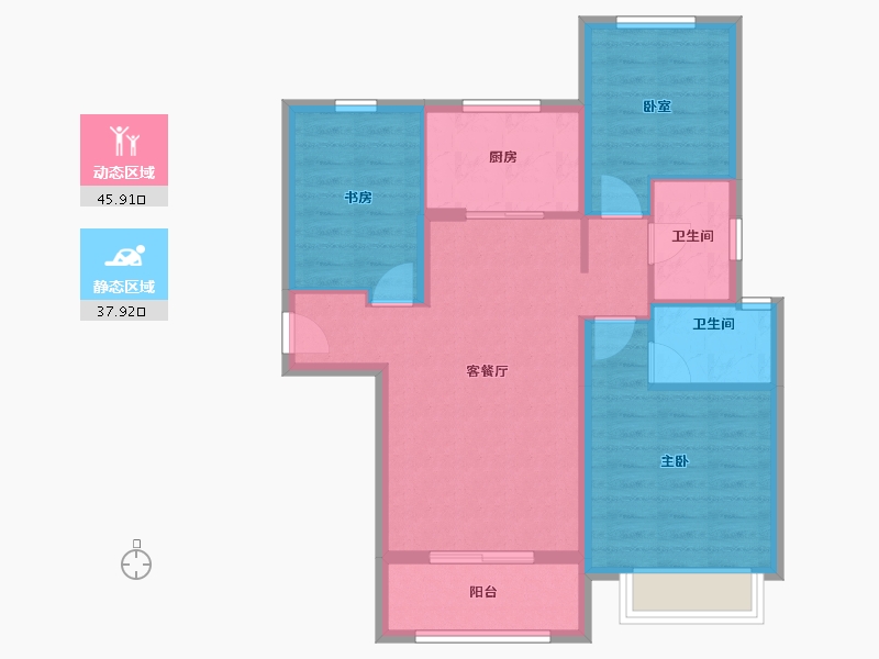 湖北省-黄石市-碧桂园·江湾城-74.71-户型库-动静分区