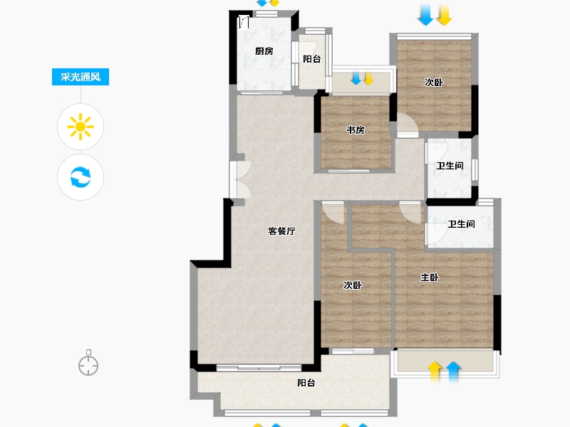 四川省-成都市-美的新城公园天下-125.00-户型库-采光通风