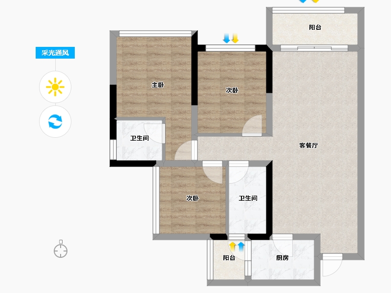 四川省-南充市-优筑紫御天骄-74.85-户型库-采光通风