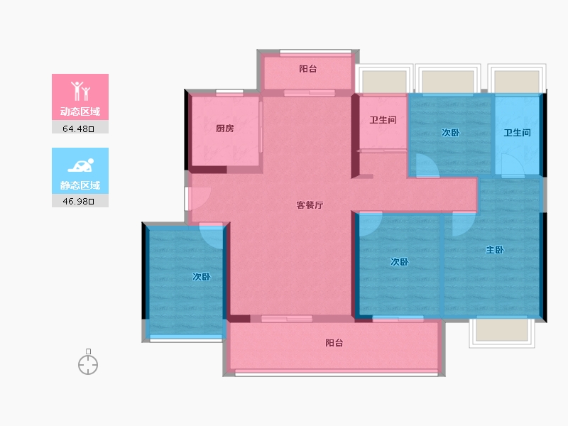 广东省-梅州市-五华华城碧桂园-99.95-户型库-动静分区