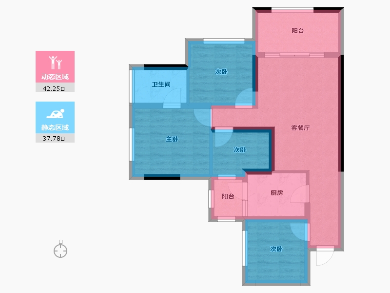 四川省-南充市-阳光龙湾生态城-69.98-户型库-动静分区