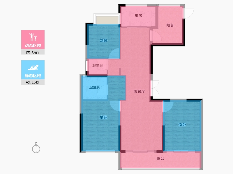 安徽省-阜阳市-绿城明月双清-104.00-户型库-动静分区