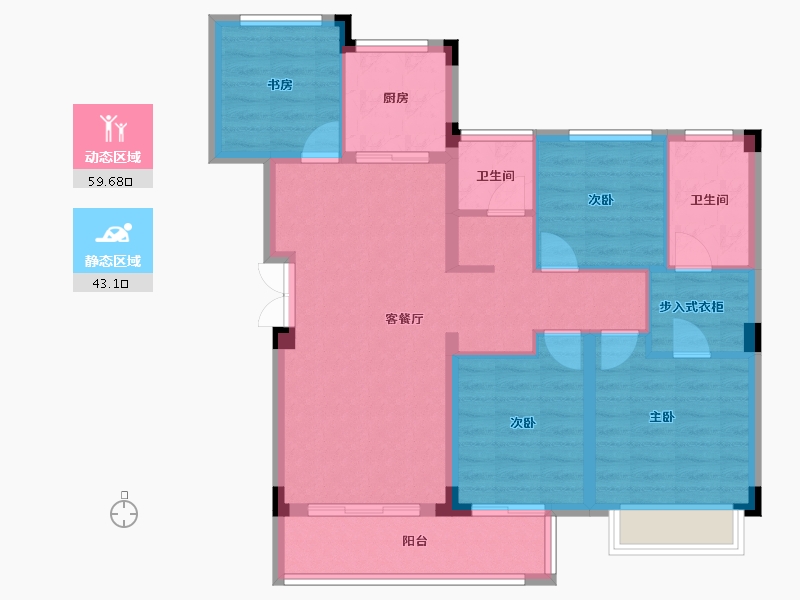 浙江省-金华市-商城朝阳万象-92.00-户型库-动静分区