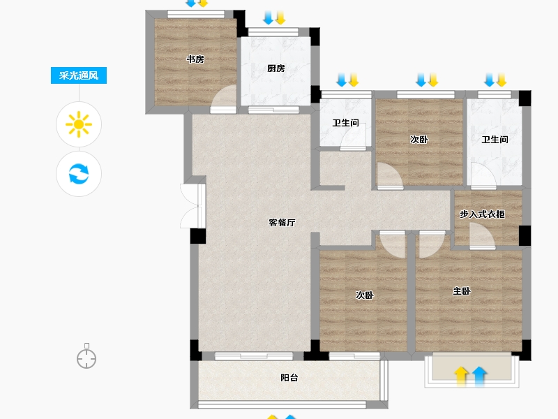 浙江省-金华市-商城朝阳万象-92.00-户型库-采光通风