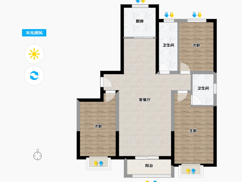 河北省-唐山市-升昌悦郡府-100.51-户型库-采光通风