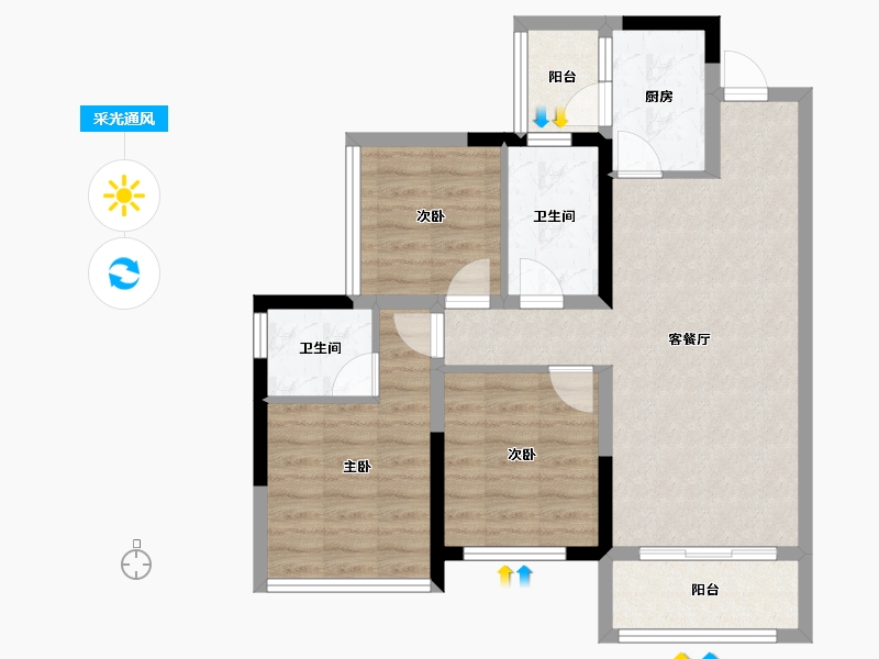 四川省-南充市-优筑紫御天骄-73.58-户型库-采光通风