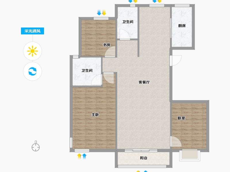 甘肃省-临夏回族自治州-城投·漓水名都-128.80-户型库-采光通风