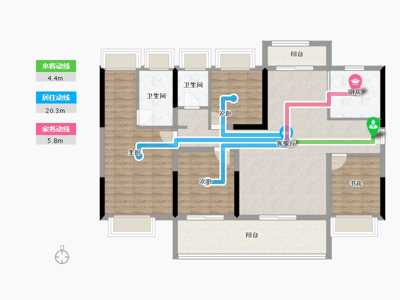 广东省-梅州市-五华华城碧桂园-113.06-户型库-动静线