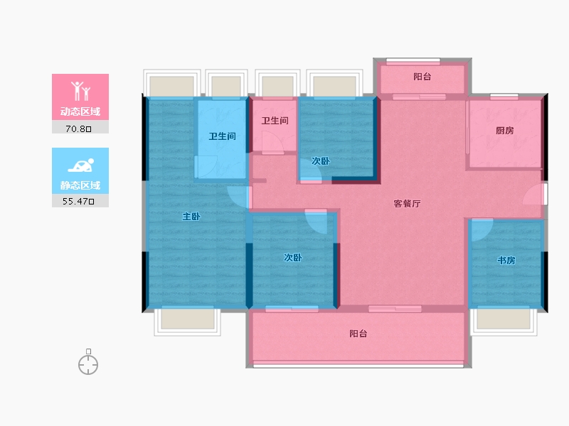 广东省-梅州市-五华华城碧桂园-113.06-户型库-动静分区