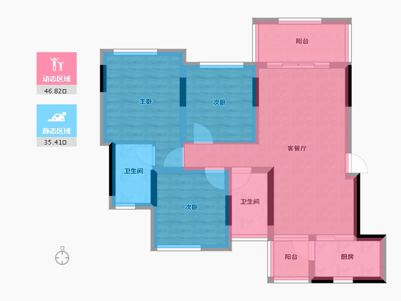 四川省-南充市-阳光龙湾生态城-72.15-户型库-动静分区