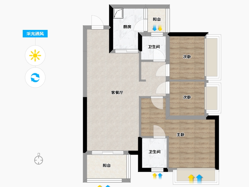 四川省-成都市-美的新城公园天下-95.80-户型库-采光通风