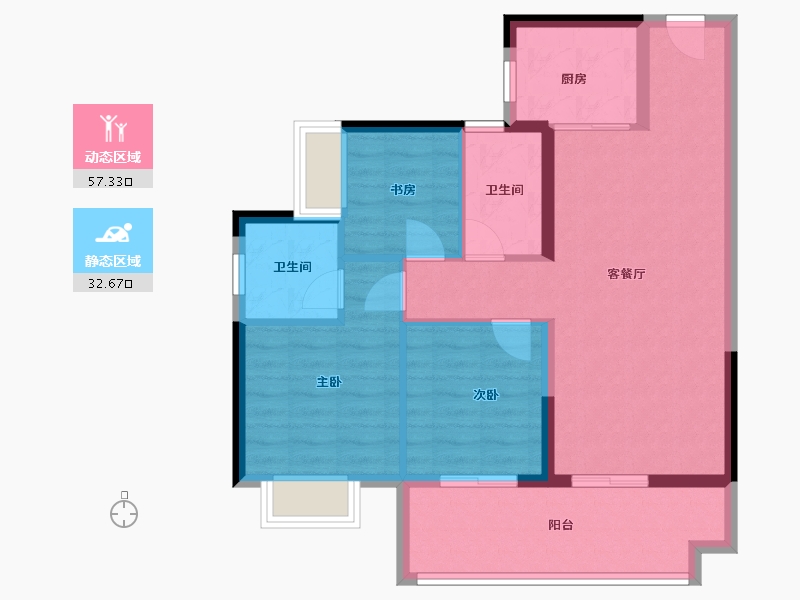 广东省-梅州市-五华华城碧桂园-80.67-户型库-动静分区