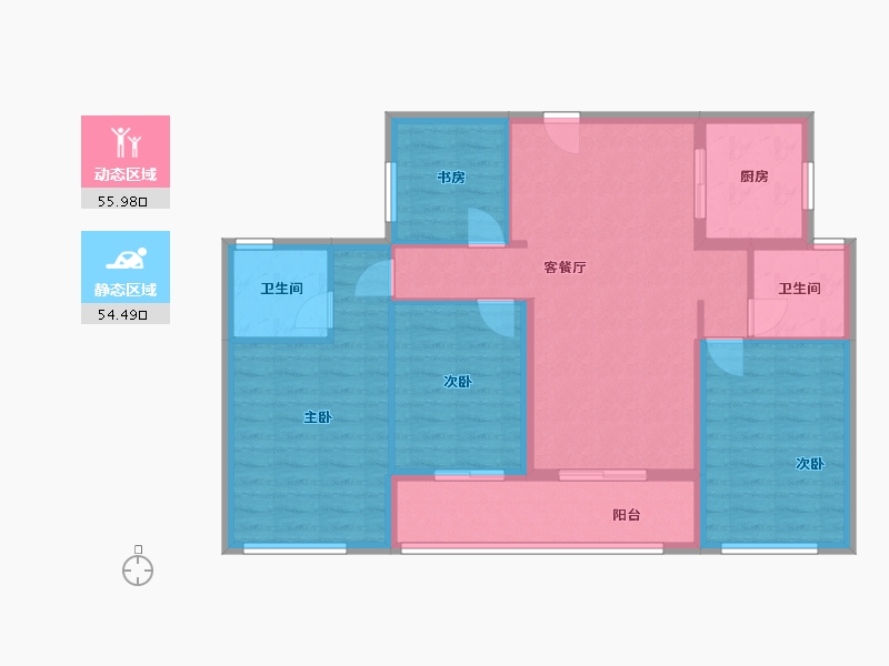 浙江省-杭州市-潮听映月府-110.49-户型库-动静分区