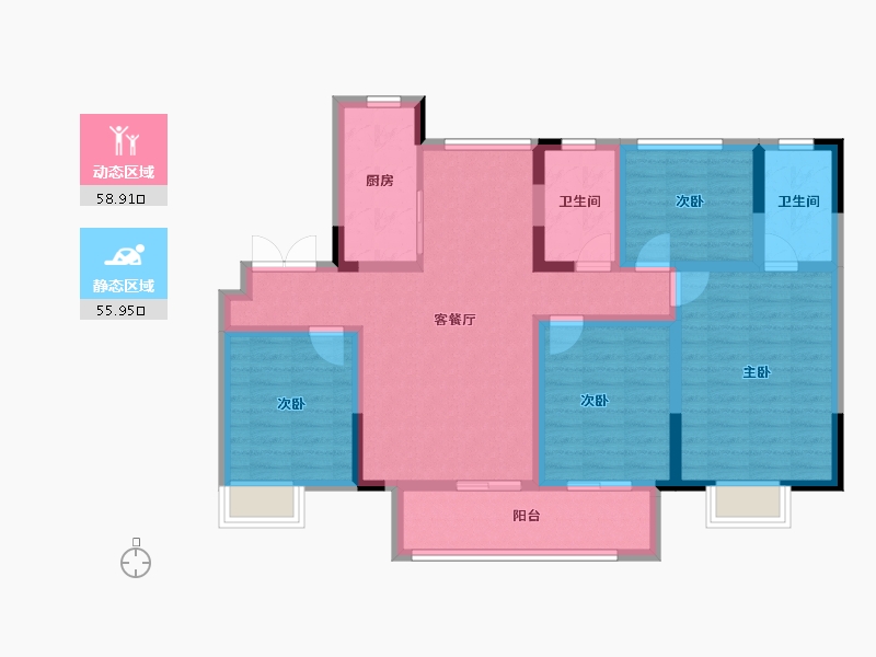 安徽省-宿州市-香格里拉·紫薇-101.51-户型库-动静分区