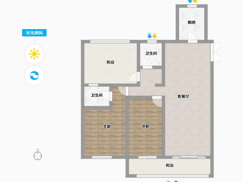 甘肃省-天水市-秦都·悦榕湾-100.84-户型库-采光通风