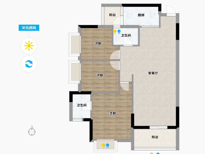 广东省-梅州市-兴宁胜雄花园-83.09-户型库-采光通风