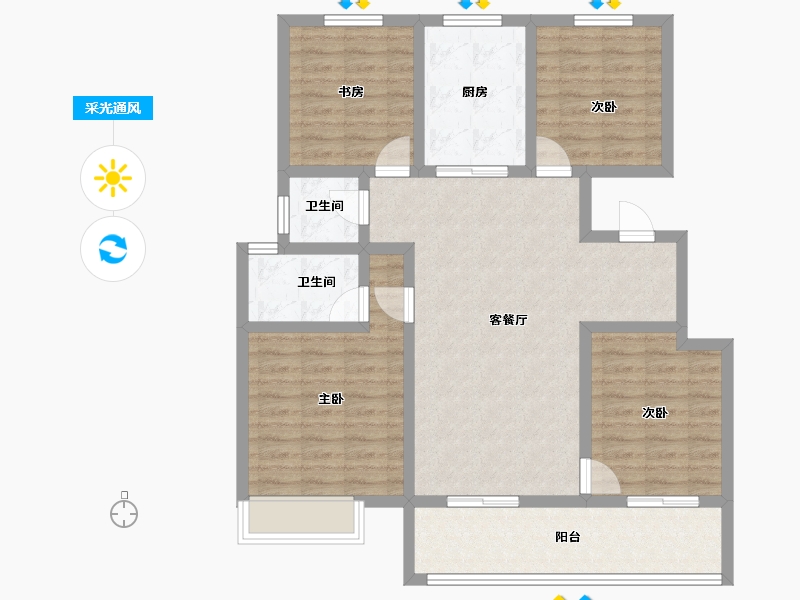 甘肃省-天水市-恒顺阳光城·翡丽湾-102.35-户型库-采光通风