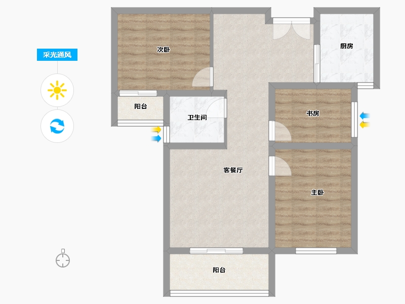 山西省-吕梁市-鑫飞佳苑商住区-80.41-户型库-采光通风