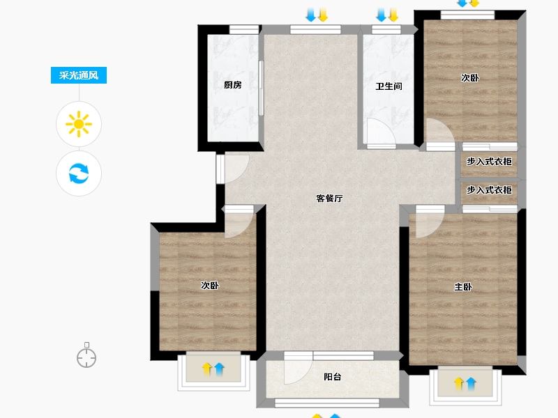 河北省-唐山市-升昌悦郡府-78.63-户型库-采光通风