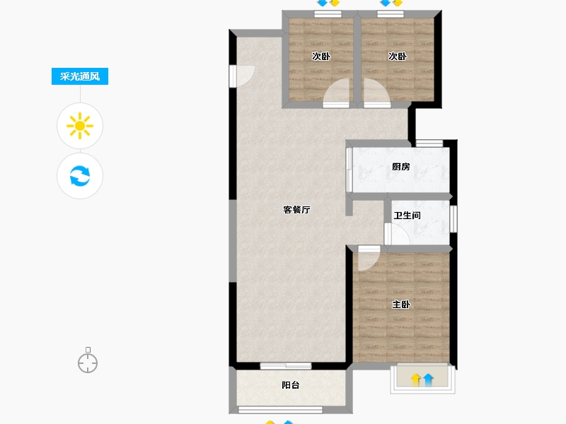 山西省-太原市-万科城市之光东望-84.59-户型库-采光通风