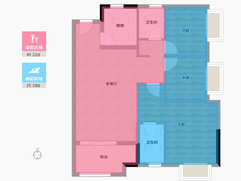 福建省-南平市-建瓯文华郡府-72.40-户型库-动静分区