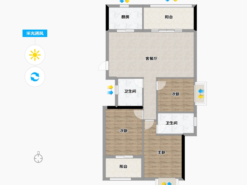 福建省-南平市-新城中心悦城-96.03-户型库-采光通风