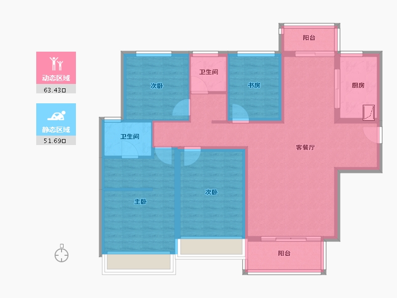 河南省-郑州市-融信江湾城-102.40-户型库-动静分区