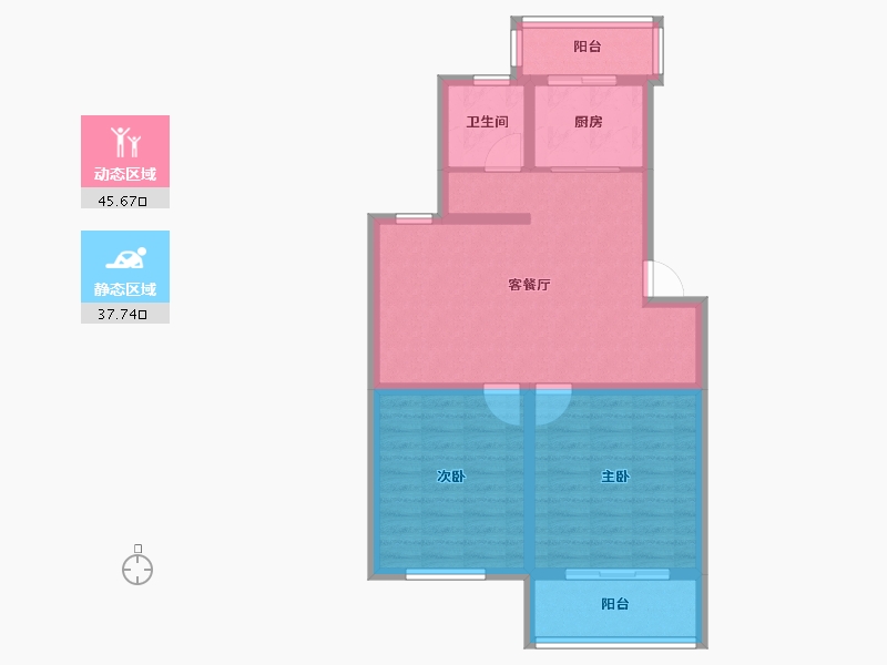 辽宁省-阜新市-富邦·万得园-74.40-户型库-动静分区