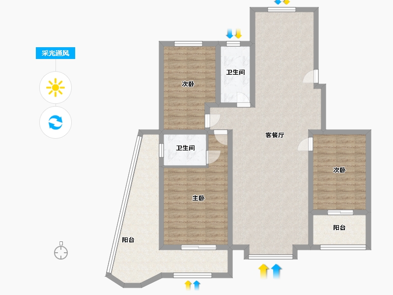 山东省-菏泽市-盛世华庭-116.00-户型库-采光通风