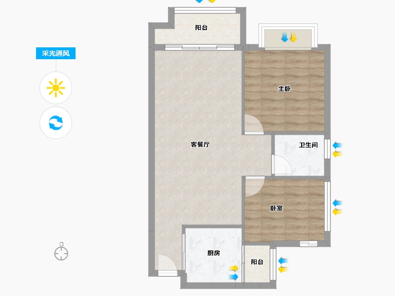 广东省-东莞市-山水江南玖峯-63.80-户型库-采光通风