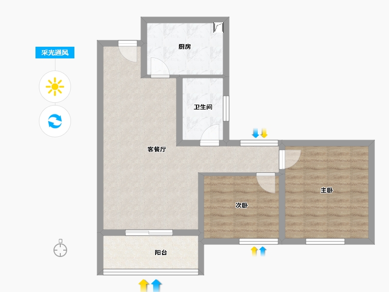 山东省-枣庄市-东山华府-68.38-户型库-采光通风