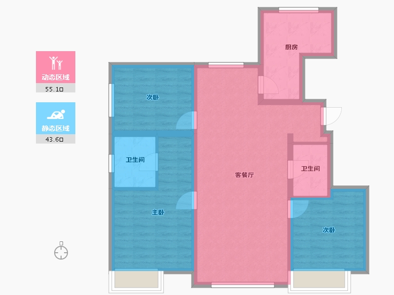 内蒙古自治区-赤峰市-坤厦悦棠湾-104.00-户型库-动静分区