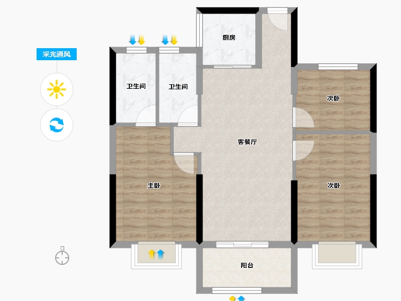 福建省-南平市-璀璨延宸-79.35-户型库-采光通风