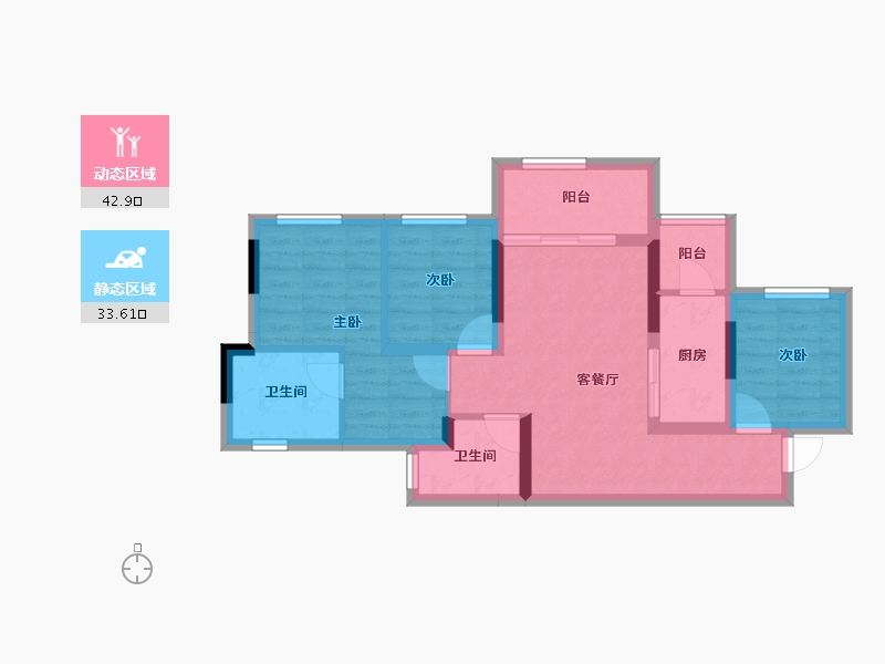 四川省-南充市-阳光龙湾生态城-66.91-户型库-动静分区