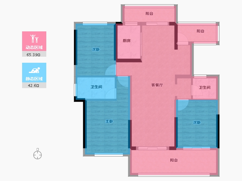 安徽省-阜阳市-绿城明月双清-95.88-户型库-动静分区