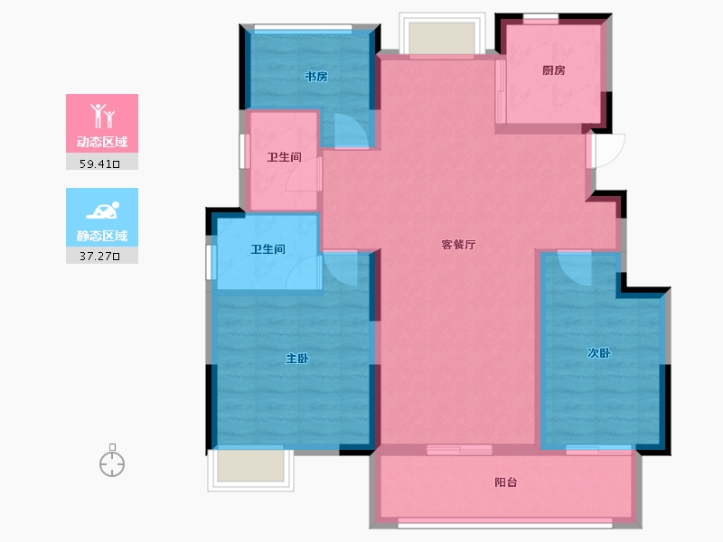 安徽省-宿州市-锦天·禧悦华府-86.60-户型库-动静分区