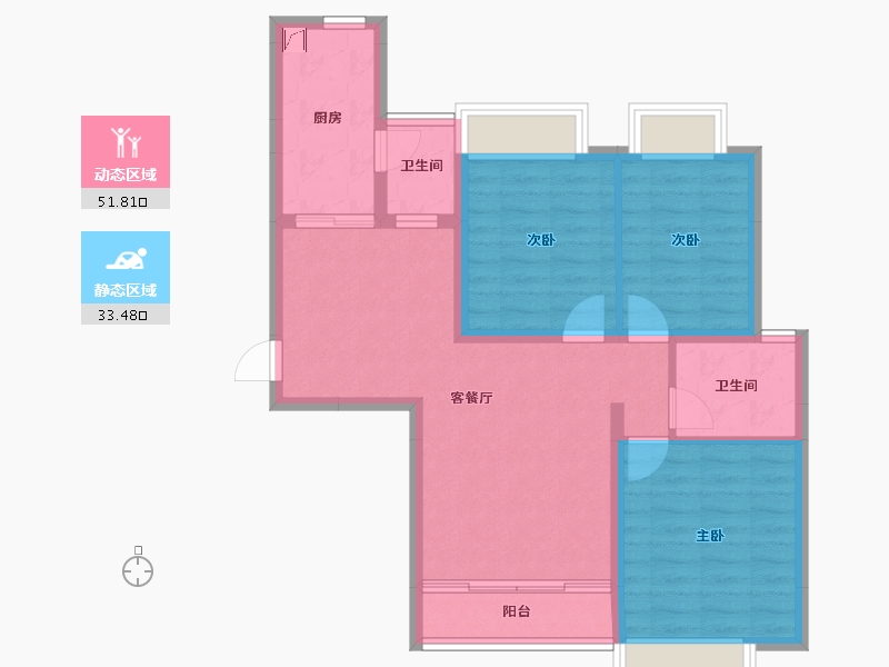 湖北省-十堰市-十堰恒大城·雲境-75.78-户型库-动静分区