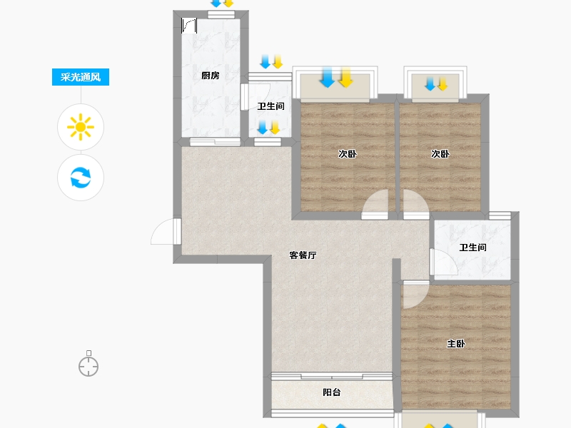 湖北省-十堰市-十堰恒大城·雲境-75.78-户型库-采光通风