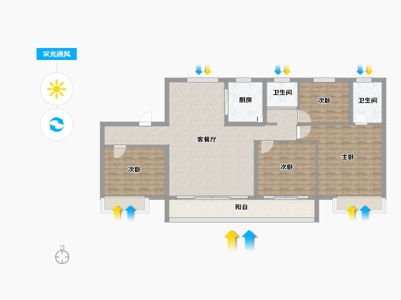 山东省-烟台市-龙口碧桂园·凤凰台-119.05-户型库-采光通风