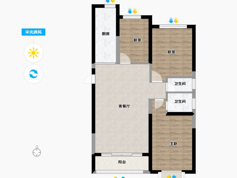 甘肃省-临夏回族自治州-和骏欧洲世家-74.69-户型库-采光通风