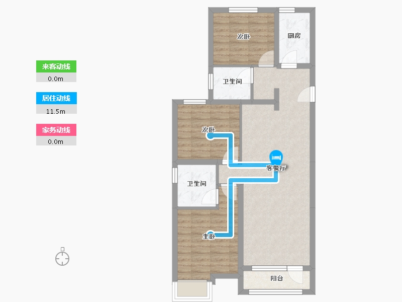 河北省-唐山市-华彩唐人街二期-76.82-户型库-动静线