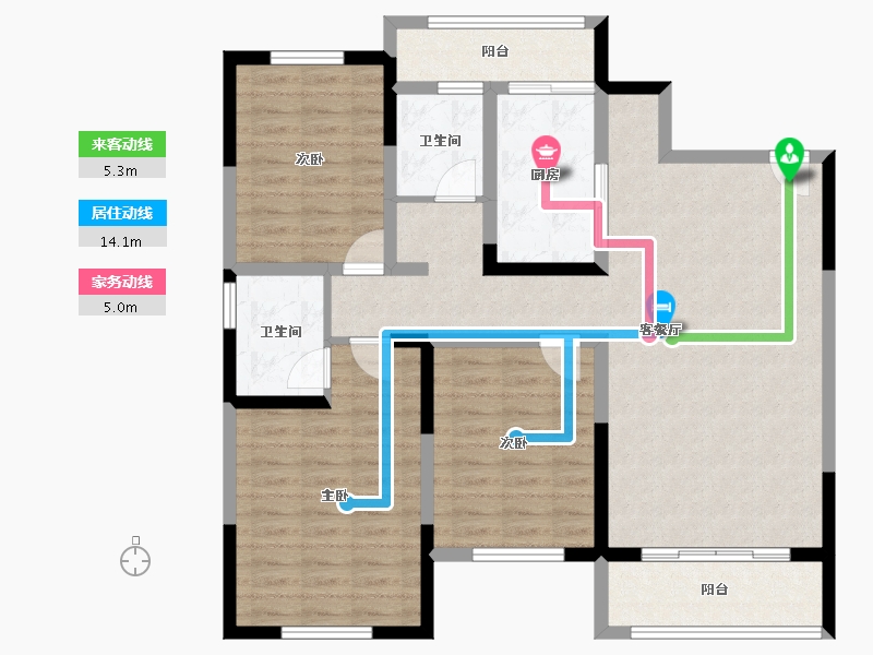 河南省-南阳市-镇平宇信凯旋城-106.87-户型库-动静线