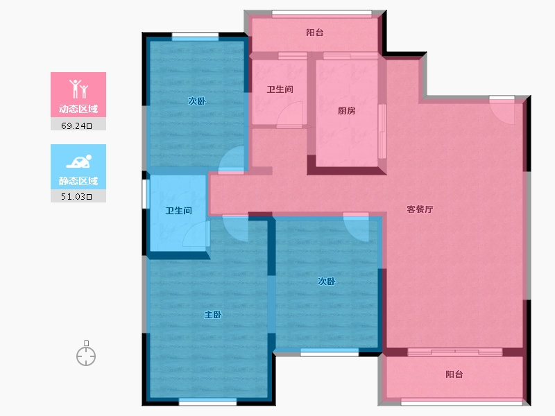 河南省-南阳市-镇平宇信凯旋城-106.87-户型库-动静分区