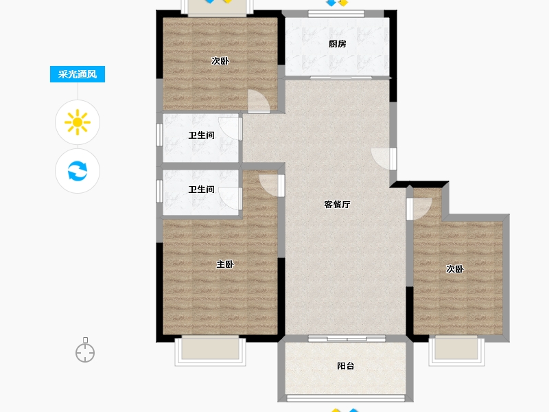 河南省-南阳市-佳源御府-110.87-户型库-采光通风