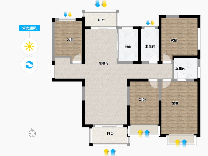 河南省-郑州市-海龙·昊坤苑-119.20-户型库-采光通风