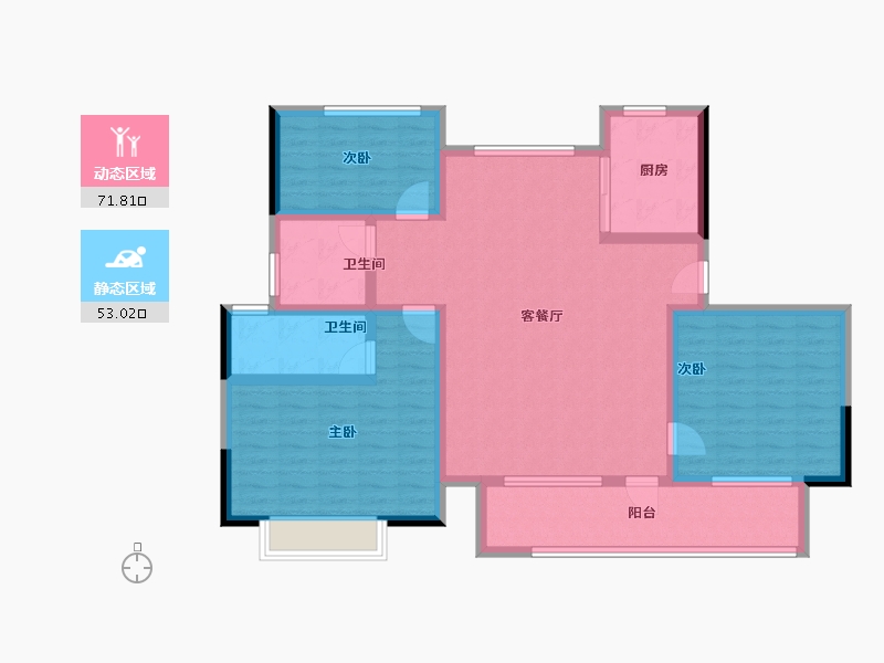 甘肃省-天水市-奥特莱斯·明月江南-111.34-户型库-动静分区