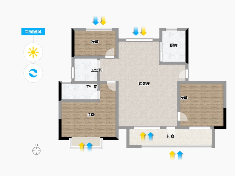 甘肃省-天水市-奥特莱斯·明月江南-111.34-户型库-采光通风