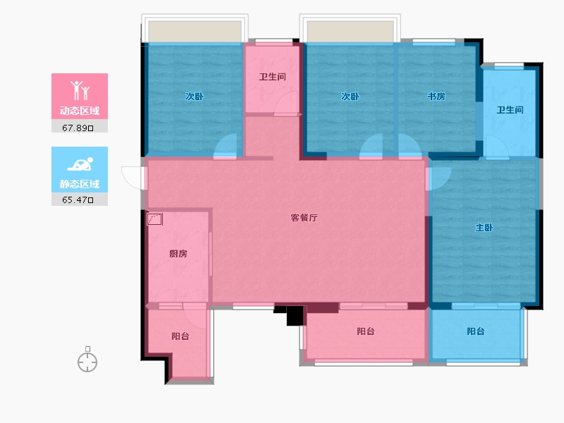 湖南省-郴州市-金色中央翰府-119.93-户型库-动静分区